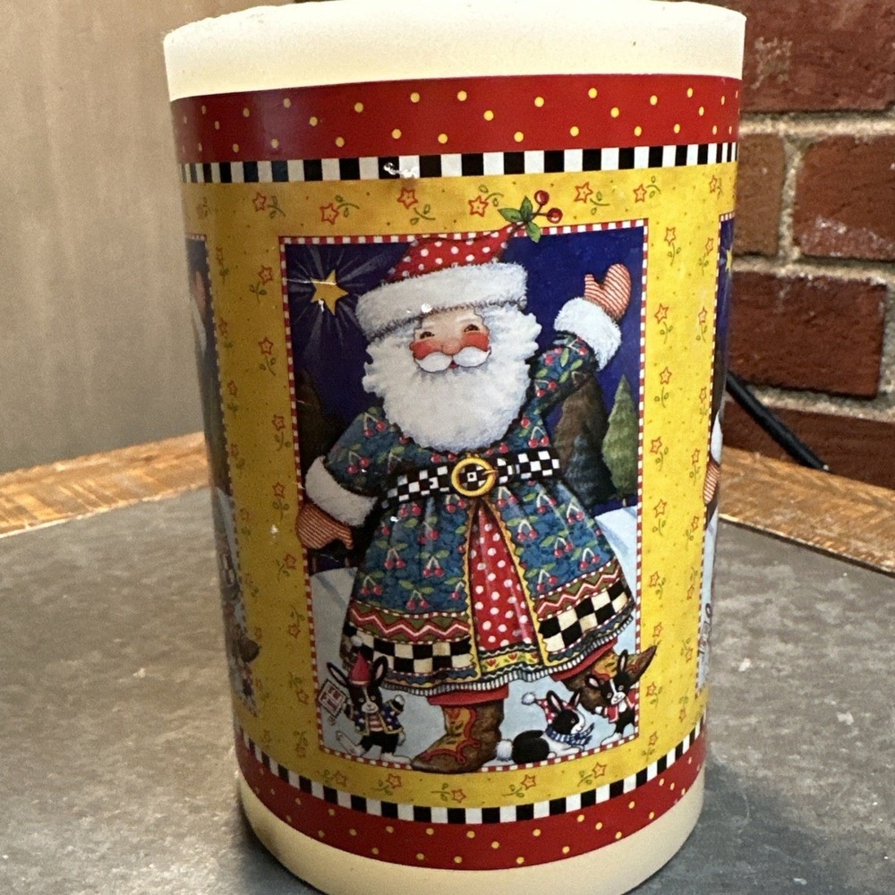 Mary Engelbreit Santa Candle‎ Decorative Holiday Home Decor Candle Holder